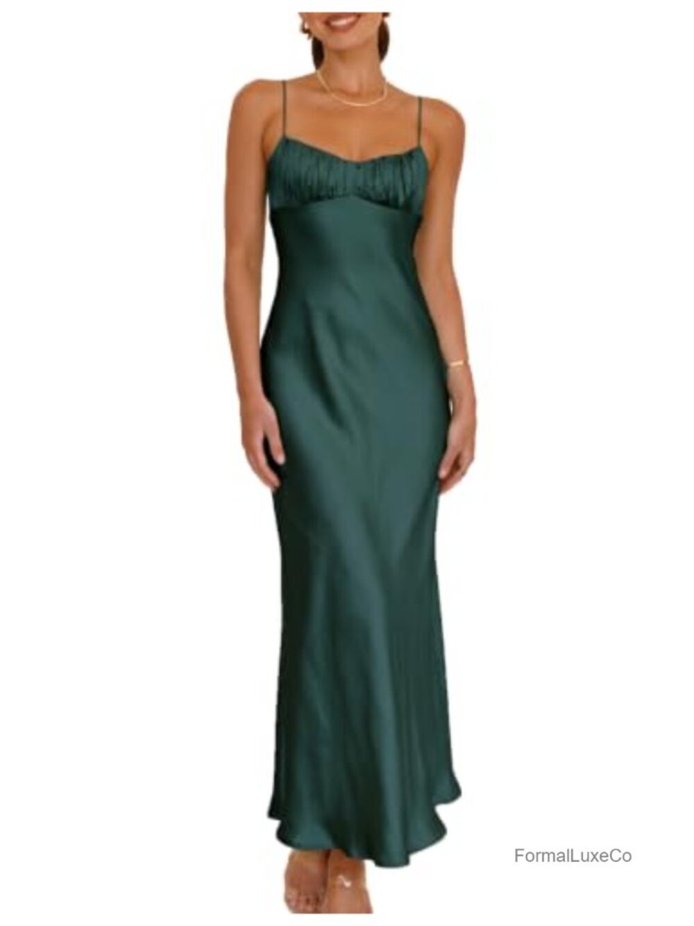 Satin Spaghetti Strap Backless Midi Dress Cocktail Wedding Guest